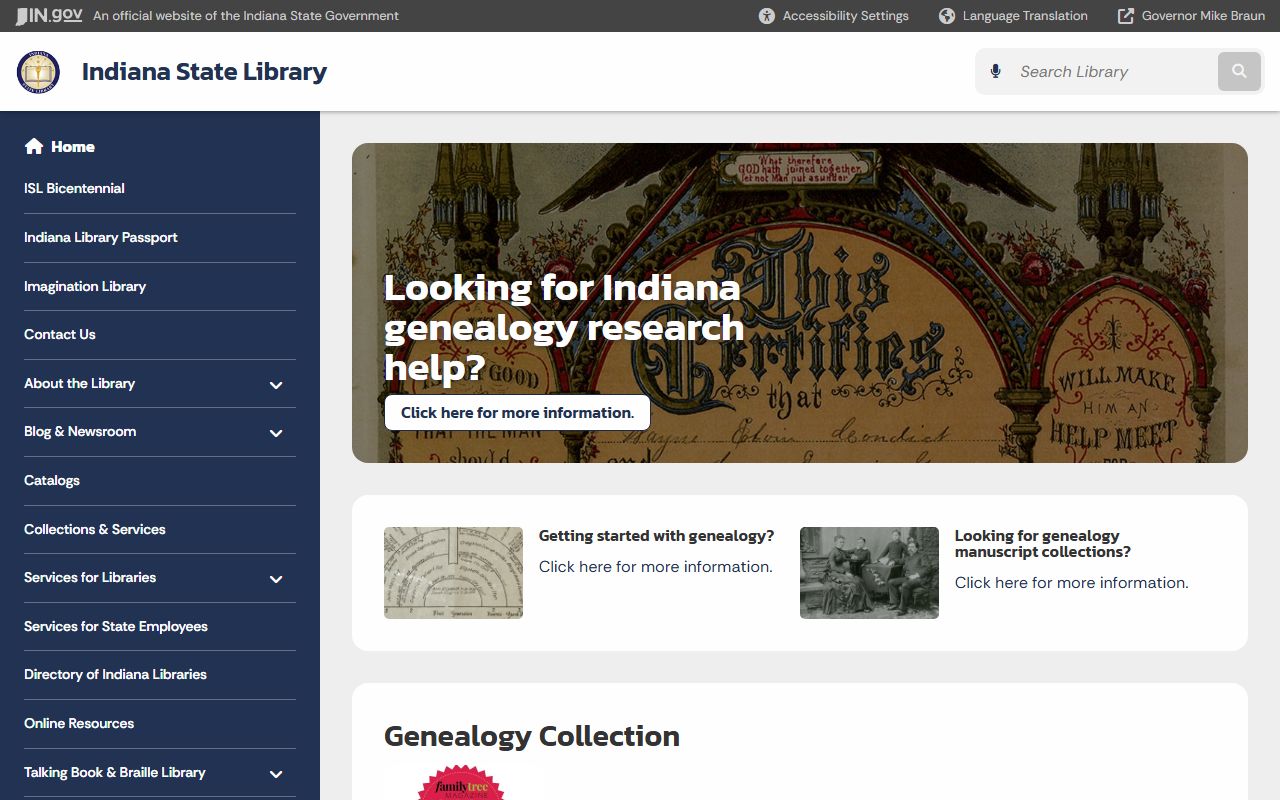 Indiana State Library genealogy resources for Anderson obituary research